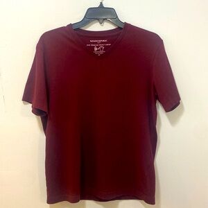 Banana Republic Eco Premium Tshirt Size Medium EUC Maroon/Burgundy V Neck